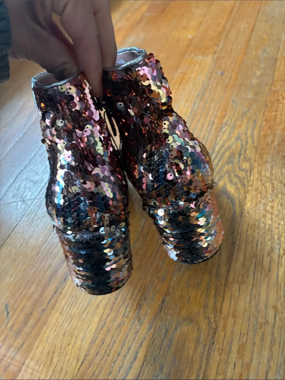 Pollini Sequin Block Heel Ankle Boot - Multicolor size 39 US 8.5